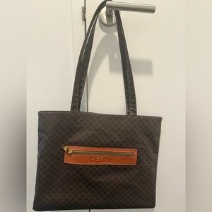 Celine Brown Tote with Tan Pocket
